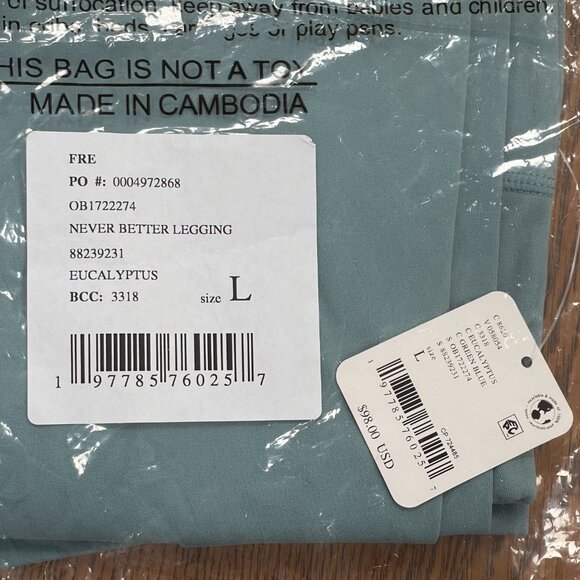 FP Movement by Free People Never Better 7/8 Leggings, Eucalyptus, Large - Picture 5 of 5